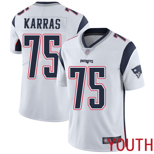 New England Patriots Football 75 Vapor Untouchable Limited White Youth Ted Karras Road NFL Jersey